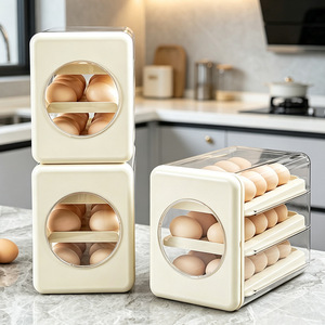Egg Storage Box Stackable Refrigerator Rack With Flip Top Lid For Kitchen Use - Product Image 1