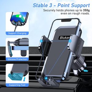 Soporte para teléfono de coche Blukar, soporte para ventilación de aire, metal, rotación de 360 ​​grados, teléfonos inteligentes, negro - Product Image 4