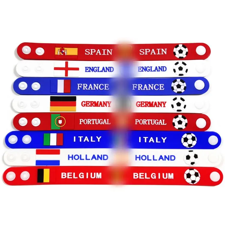 Nx bracciale bandiera del paese all'ingrosso braccialetto di grande qualità materiale Silicone braccialetti squadra di calcio