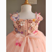 Magnifique robe de demoiselle d'honneur, robe de fête de mariage, col rond, sans manches, longueur genou, robe de princesse pour enfants, faite à la main, moelleuse