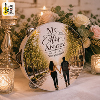 Tambourin de mariage personnalisé de 6 pouces pour église, avec monogramme imprimé sur mesure, tête de tambour en bois, instrument de percussion, cadeau de cérémonie