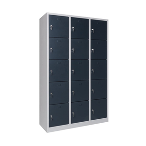 ตู้ล็อกเกอร์โลหะ 15 ประตู ตู้เก็บของสำหรับยิม ตู้เก็บของพนักงานเหล็ก สำหรับห้องเปลี่ยนเสื้อผ้า ยิม โรงเรียน - Product Image 3