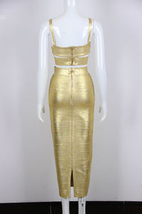 Bronzing Cut-out Vest Top fasciatura gonna 2 pezzi Set donna <span class=keywords><strong>primavera</strong></span> <span class=keywords><strong>estate</strong></span> <span class=keywords><strong>2023</strong></span> - Product Image 4