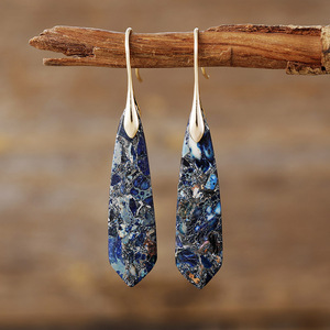 Geometric Natural Stone Drop Earrings For Women Party Jewelry <b>Light</b> Luxury Bohemian Style Teardrop Shape - Product Image 2