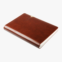 Carnet de notes professionnel en métal triangulaire de luxe personnalisé, brun rougeâtre, à feuilles mobiles, avec logo