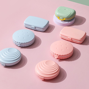 Portable Pink Pill Box Case Organizer Travel 7 Days Cute Cookie Shape Tiny Plastic Pill Organizer