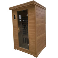 Sauna Finlandesa Moderna de Madera Maciza de Hemlock para 2 Personas, con Calefacción Eléctrica, Panel de Control Computarizado y Ventanas de Techo