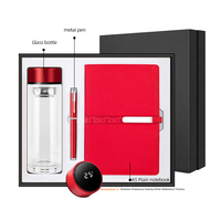 Ensemble cadeau de stylo en métal et carnet exquis de haute qualité, bouteille en verre avec affichage de la température, pour cadeaux promotionnels d'entreprise