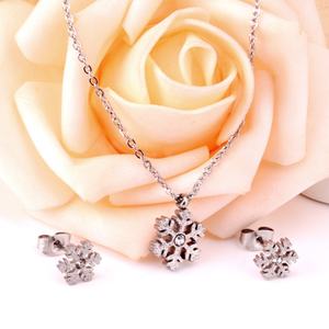 Collar con Colgante de Oro, Material de Acero Inoxidable, Aretes con Piedras, Collar Infantil con Diseño de Copo de Nieve, Juego de Joyería con Diamantes - Product Image 6