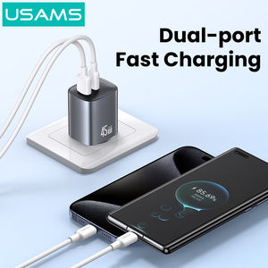 Cargador de pared USAMS CC290 de 45W rápido tipo C PD QC 3,0 USB Compatible con <span class=keywords><strong>iPhone</strong></span> Android OTP OVP enchufe de EE. UU. cargador de teléfono inteligente estándar - Product Image 3