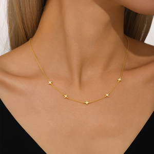 สร้อยคอเงินแท้ 925 ประดับพู่ดอกไม้ชุบทองรูปหยดน้ำสำหรับผู้หญิง - Product Image 4