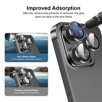 Installation facile Caméra de protection d'objectif doré 2025 pour iPhone 15 16 16e 17 Pro Max Air Plus avec kit d'installation