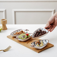 Assiette à apéritif en céramique pour la maison, petit plat à collation en céramique, plateau à fruits secs et noix, bol à fruits compartimenté