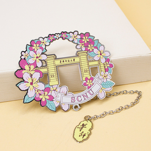Personalized Custom Color Printed Stainless Steel Bookmarks with Decorative Chain for Campus Graduation Gifts