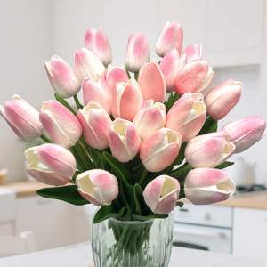 Bouquet de tulipes artificielles en caoutchouc souple simulé, fleurs artificielles transfrontalières pour la décoration intérieure, Noël, Saint-Valentin - Product Image 5