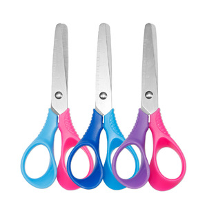 Stainless Steel Children's Scissors With Graduations Straight Head Blue Pink Purple Pink Light Dark Blue Home Use Paper Cutting - Product Image 3