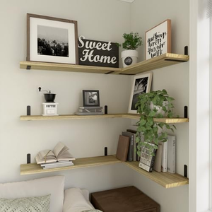 Étagères murales flottantes longues en bois pour <span class=keywords><strong>salle</strong></span> <span class=keywords><strong>de</strong></span> <span class=keywords><strong>bain</strong></span>, chambre, cuisine et livres, étagère décorative suspendue - Product Image 5