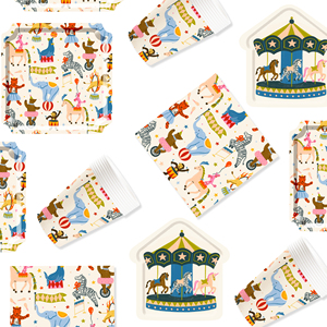 DAMAI - Decoración para Fiestas de Carnaval, Tema de Circo, Platos y Servilletas de Papel para Cumpleaños, Juego con Vasos y Pajitas para 8 Personas - Product Image 2