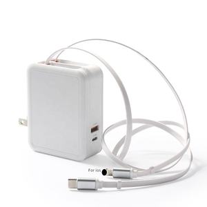 Chargeur mural rétractable pour ordinateur portable HNT 65W USB avec câble IOS+Type C de 2,6 pieds, charge rapide portable 4-en-1 pour <span class=keywords><strong>iPhone</strong></span> - Product Image 1