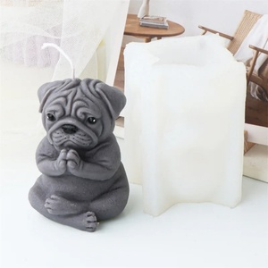 Moule à bougie en silicone en forme de chien Pug 3D pour la méditation, moule DIY pour bougie parfumée, décoration d'intérieur, résine - Product Image 2