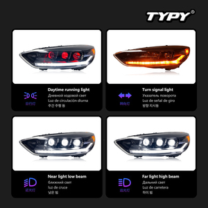 Kit d'amélioration des phares TYPY pour Ford Focus 2015-2018 avec lentilles laser, feux de jour à LED et clignotants séquentiels - Product Image 4