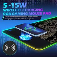 Tapis de souris de jeu RGB avec chargeur sans fil, rétroéclairage LED RGB, grand tapis de souris XXL avec support pour téléphone pour ordinateur portable
