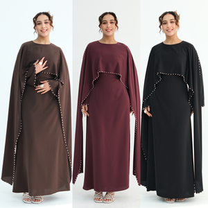 Abaya con Rifiniture in Perle, Tessuto Nida Premium, Abbigliamento Islamico di Lusso per Donne, Abaya Chiusa di Lusso per Donne Musulmane - Product Image 6