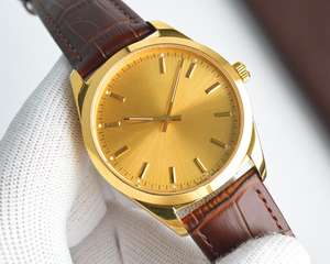 Montre de luxe haut de gamme pour femme avec bracelet en cuir de vachette de 16 mm, cadran à aiguilles en cristal saphir, étanche 10 bars, montre de plongée - Product Image 2