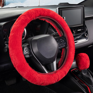 Ensemble de housses de <span class=keywords><strong>volant</strong></span> de voiture en fausse <span class=keywords><strong>fourrure</strong></span> de lapin, vente en gros d'usine, protection chaude et douce en peluche avec housse de levier de vitesses - Product Image 5