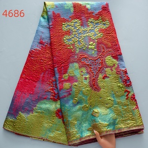 4686 Tissu Jacquard Brocart Africain Damassé Nigérian de Luxe Multicolore en Dentelle, 5 Yards, Broderie pour Robe Femme - Product Image 1