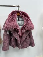 OFTBUY 2025 Nouvelle Veste d'Hiver en Laine et Duvet d'Oie pour Femme, Col en Vraie Fourrure de Raton Laveur, Parka Ample, Manteau Chaud en Cachemire et Fourrure pour Femme