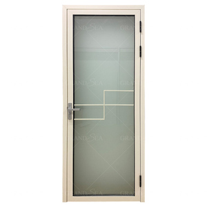 Giá Rẻ Ưa Thích Không Thấm Nước Duy Nhất Cửa Cửa Tempered Frosted Glass Nhôm Phòng Tắm Nhà Vệ Sinh Swing Cửa