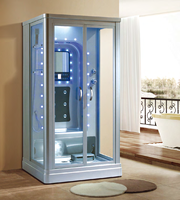 Baignoire moderne de luxe en acrylique pour coin douche à vapeur humide Panneau de commande par ordinateur Vapeur holistique Massage de surf Sauna Type de pièce