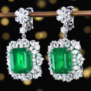 Bijoux de luxe SGARIT, émeraude naturelle 21,42 ct, boucles d'oreilles en diamant naturel, or 18 carats, certificat GUILD+NGTC - Product Image 2