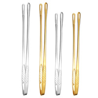 Pince à barbecue multifonctionnelle de style coréen moderne et minimaliste en acier inoxydable 304 pour plaques de cuisson en pierre et buffets ; couleur dorée