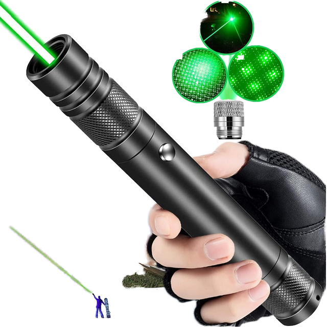 USB Rechargeable Green High-Power Laser Pointer Pen Long-Range Strong Laser Light for Presentations Outdoor Use Stage Lights