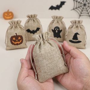 Custom Logo Promotion Halloween Jute Heat Transfer Printed <b>Drawstring</b> <b>Bag</b> Trick or Treat Candy Sack for <b>Kids</b> Party - Product Image 2