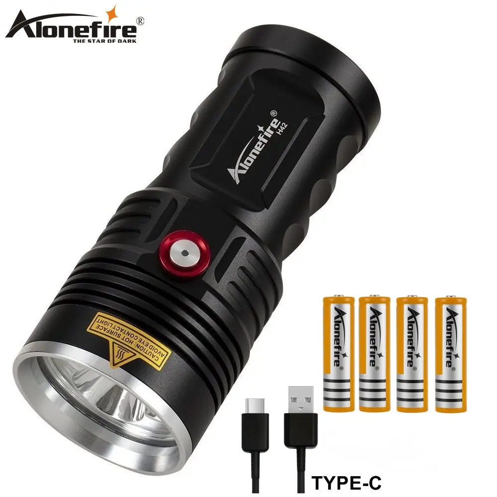 Alonefire H42 3x XHP50 LED 45W Brightest Flashlight USB charging Aluminum Torch Outdoor High power hunting Patrol Lighting light