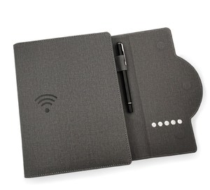 Custom A5 PU Leather Notebook New Design 8000mah Wireless Charger Power Bank Logo <strong>LED</strong> <strong>Light</strong> Agenda <strong>Diary</strong> with USB for Promotions - Product Image 2
