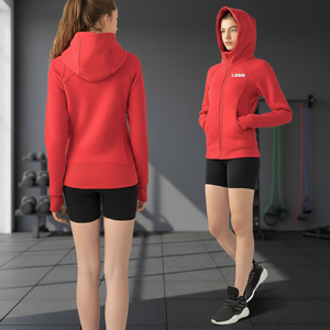 Sudadera con Capucha de Terciopelo <span class=keywords><strong>MGOO</strong></span> para Mujer, Sudadera Corta de Terciopelo Sólido Personalizada, Sudadera Holgada de Poliéster - Product Image 1