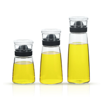 Bouteille Distributrice d'Huile d'Olive et de Vinaigre en Verre de Haute Qualité avec Double Bec Verseur, Couvercle et Bouchon
