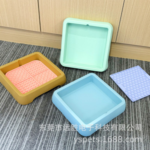 Cuenco de silicona para comida de mascotas, cuadrado, 260x260x50mm, multifuncional para perros y gatos - Product Image 3