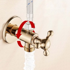 Robinet d'arrêt triangulaire français doré champagne pour eau chaude/froide, robinet de luxe en laiton chromé pour toilettes domestiques, garantie 3 ans - Product Image 3