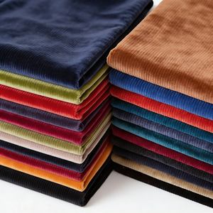 Tela de Pana de Poliéster Gris Suave de Alta Calidad, Tejida con Urdimbre, para Prendas de Vestir - Product Image 1