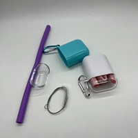 Pailles pliables en silicone Pailles portables Pailles à boire réutilisables avec brosse de nettoyage flexible et étui de transport Dropshipping