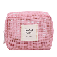Petite pochette zippée en filet respirant avec logo personnalisé, idéale pour les cosmétiques, les voyages, les cadeaux pour filles