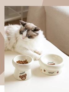 Nieuwe Aanwinst Bloemvormige Keramische Kattenvoederbak, Verhoogde Antislip Drinkbak voor Kleine Honden, OEM Logo Op Maat - Product Image 4