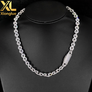 Collar de Cadena Cubana de 8mm con Circonitas, Cierre Abatible, Diseño de Una Hilera de Diamantes en Forma de 8, Joyería Fina Hip Hop - Product Image 2
