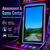 Monitor Vertical de 32 Pulgadas para Juegos de Habilidad con Bisel Iluminado RGB, Pantalla Táctil Capacitiva Negra para Centros de Entretenimiento Comerciales