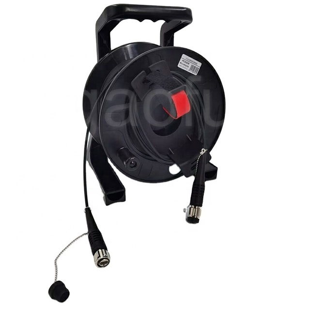 2 4 Fibers IP67 Waterproof ODC to LC Tactical Armoured Stainless Steel Fibre Optic Patch Cable with Reel for Corporate Events 5G